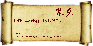 Némethy Jolán névjegykártya